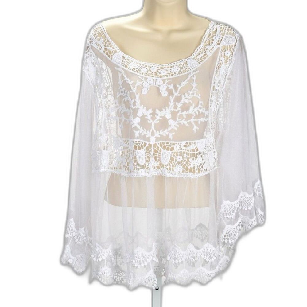 Pink Melo Lace Empire Waist Long Sleeve Blouse Size XL